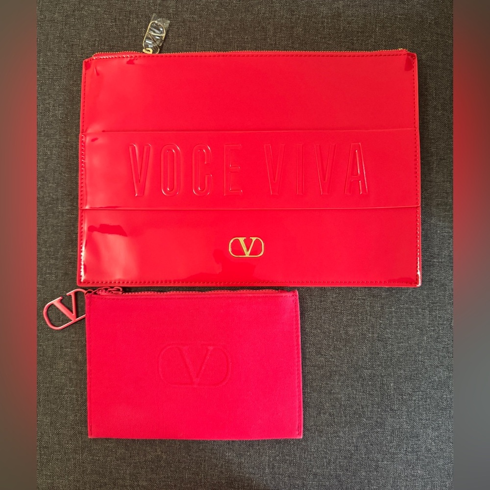brand new Valentino Vibrant Red Clutch Duo